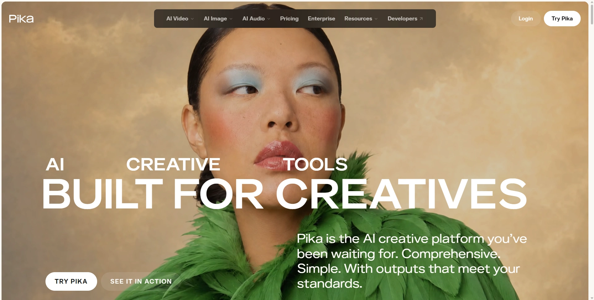Pika homepage showcasing its AI creative platform