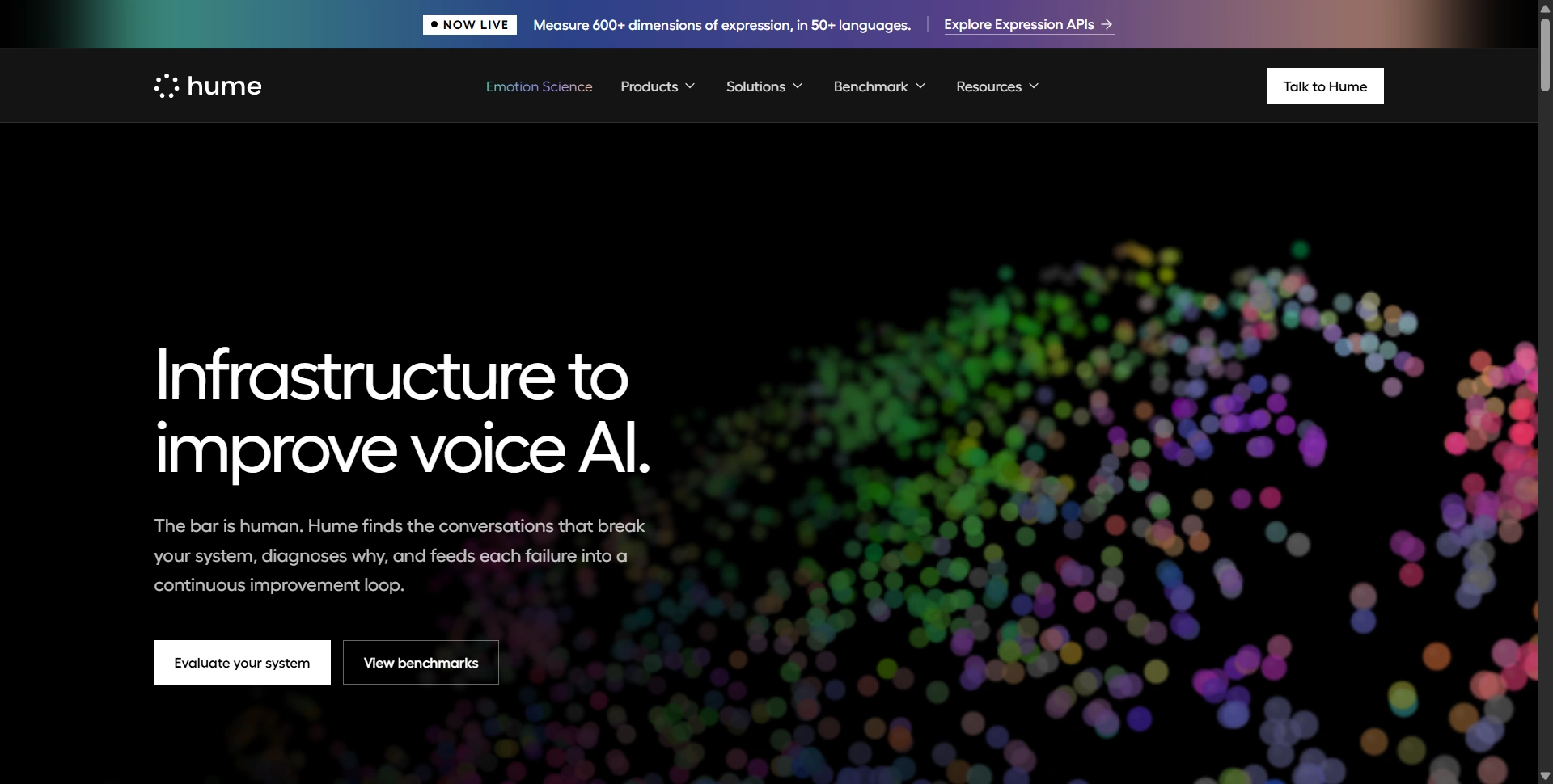 Hume AI page showcasing its emotionally expressive voice technology