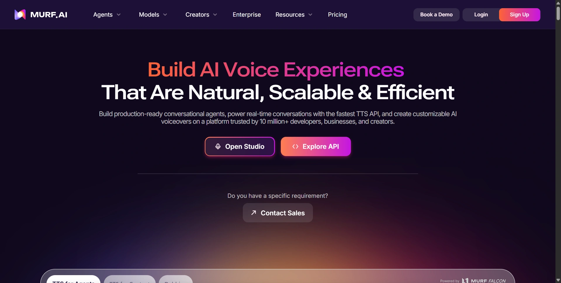 Murf website introducing its AI voice generation platform