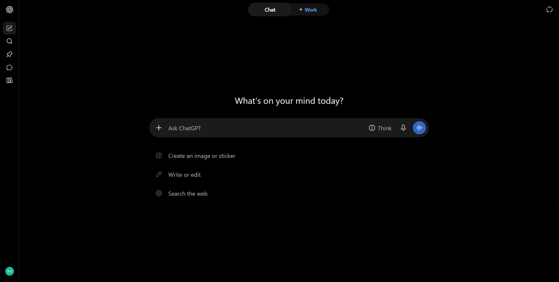 ChatGPT interface showing its conversational writing workspace