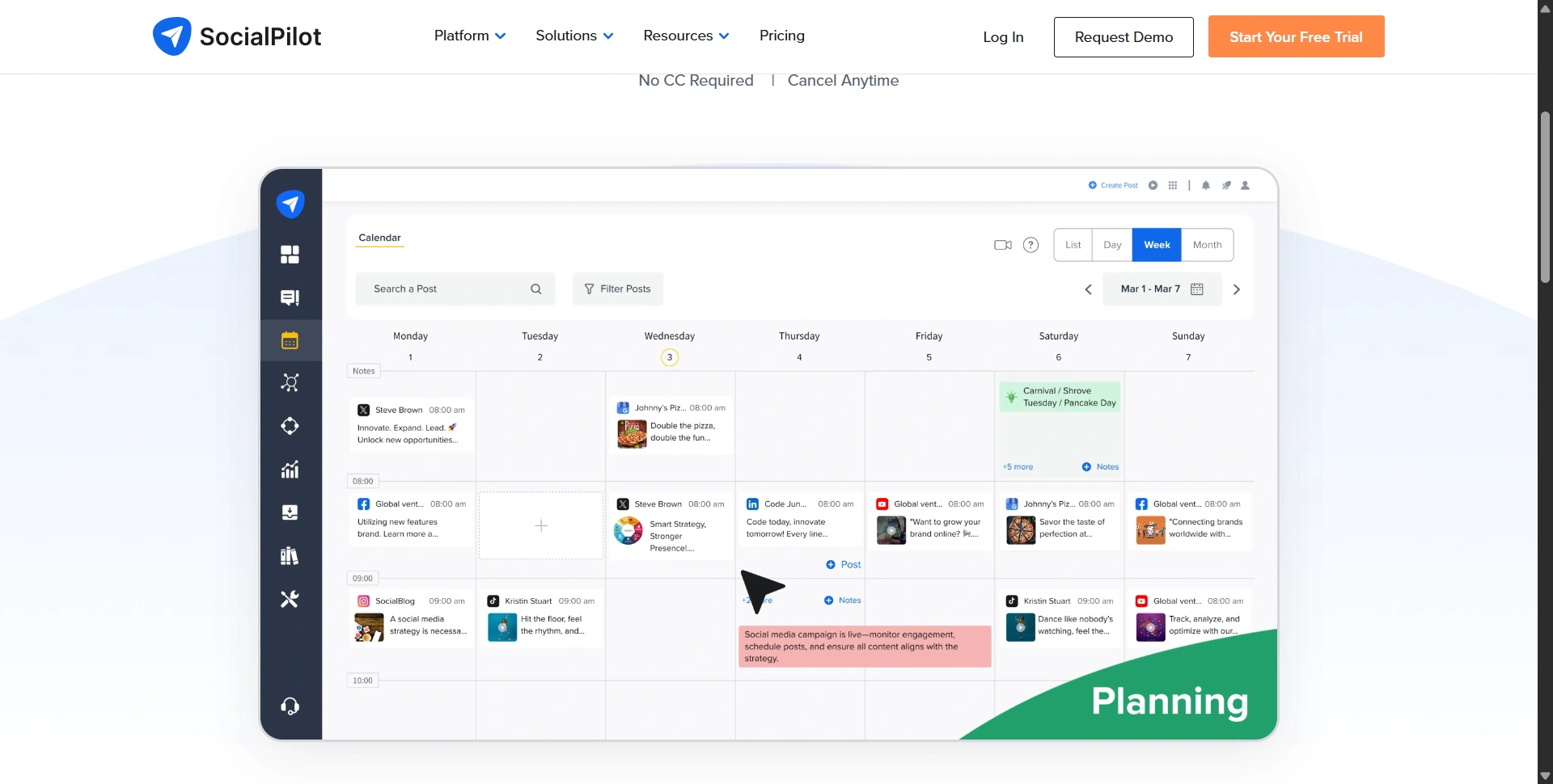 SocialPilot website introducing scheduling and social media collaboration