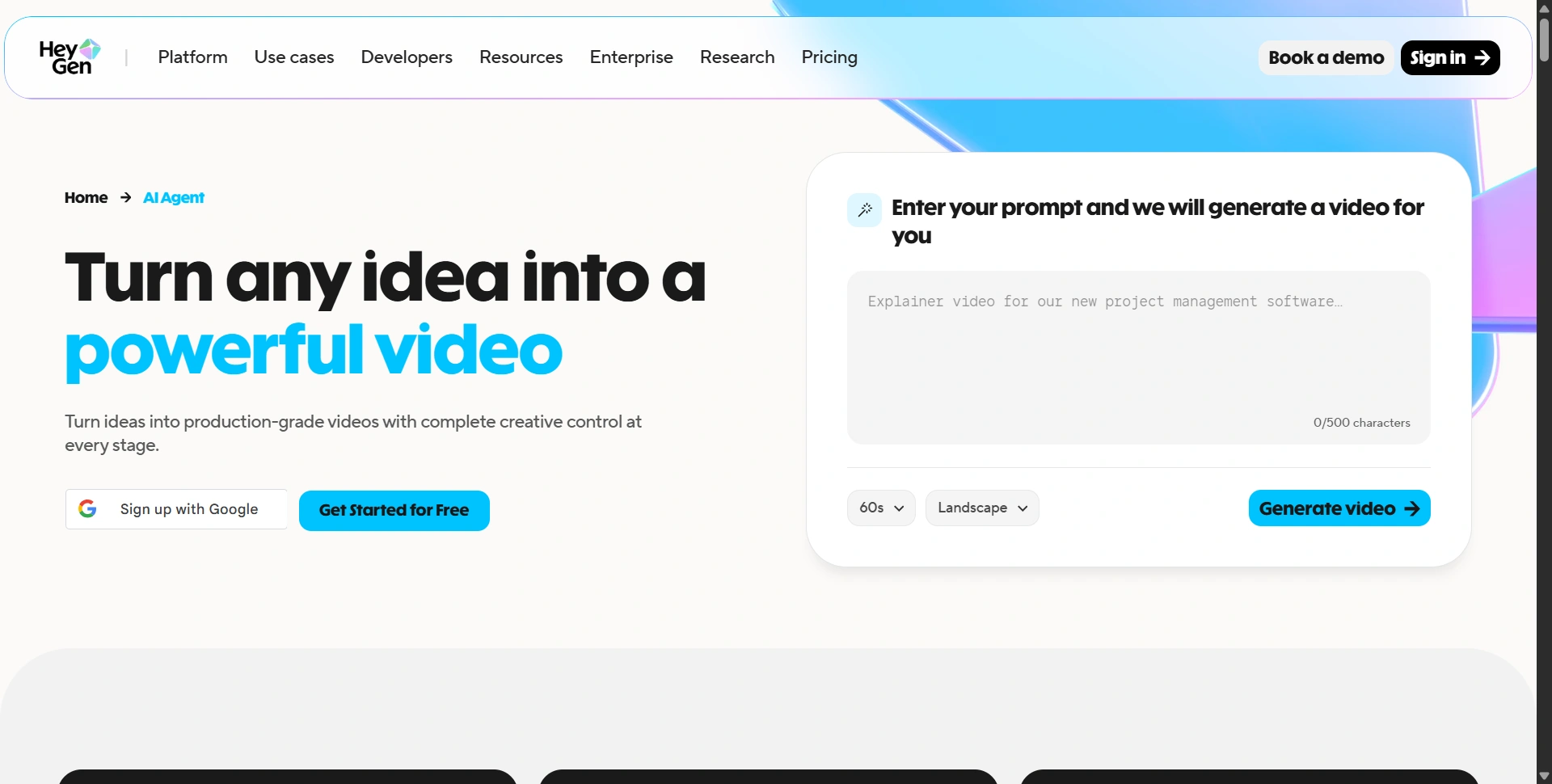 HeyGen's AI Video Agent lets users start video creation with a simple prompt