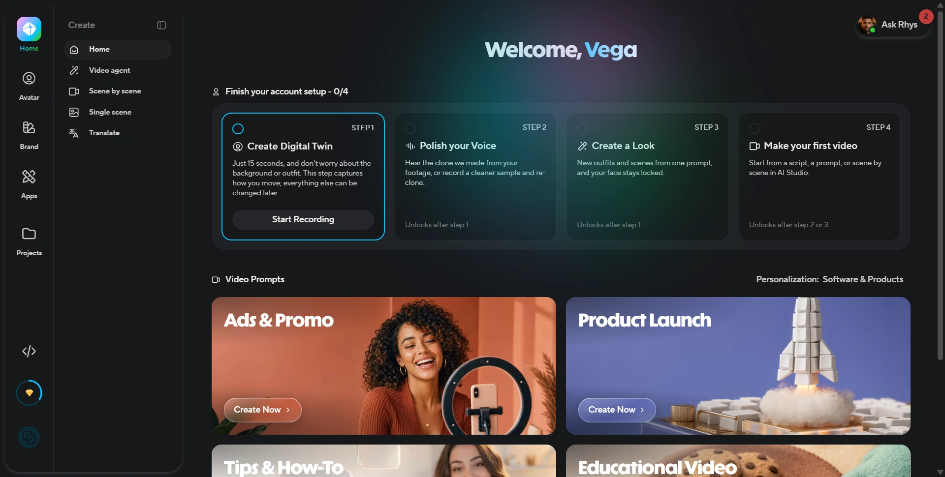 HeyGen's main workspace and video creation interface