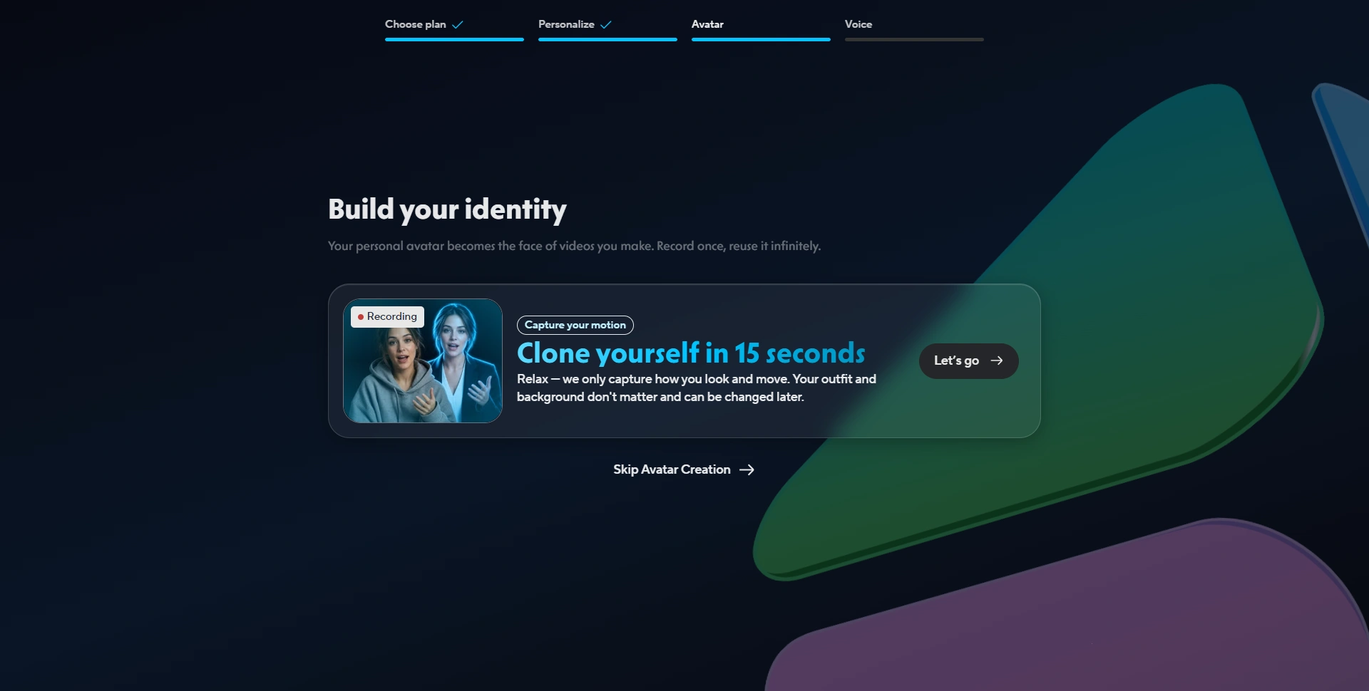 HeyGen asks about your intended use case during onboarding