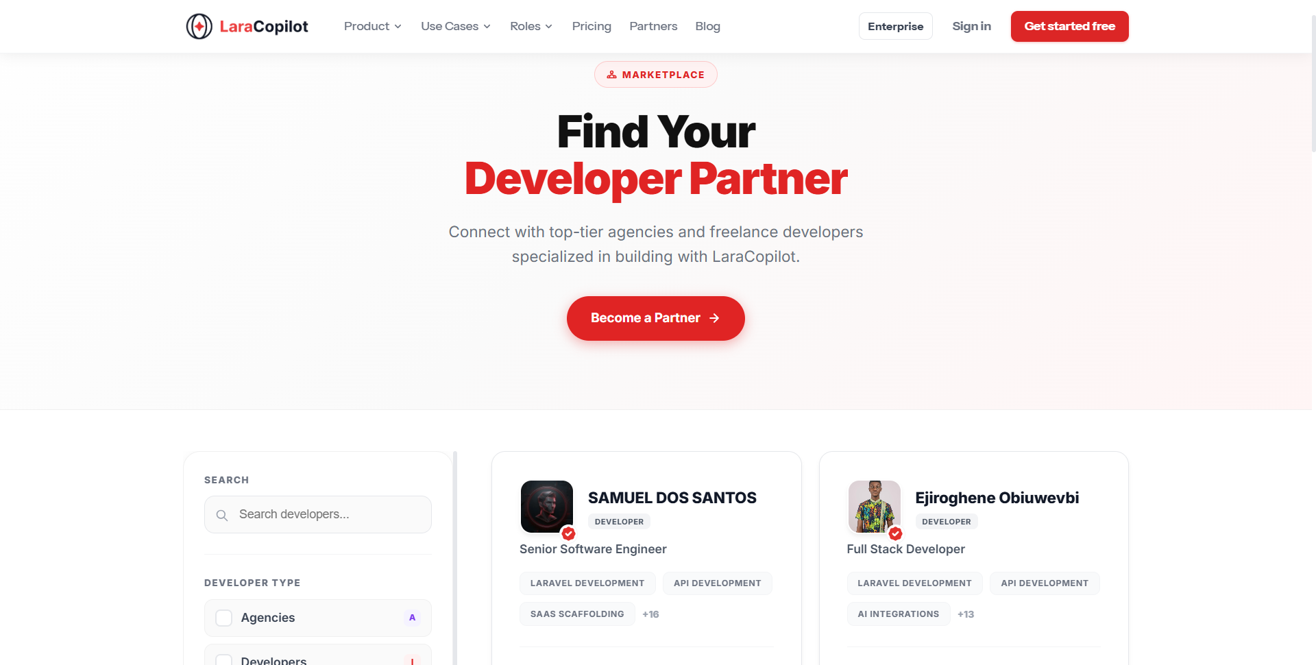 LaraCopilot Marketplace — find a Laravel developer or agency partner