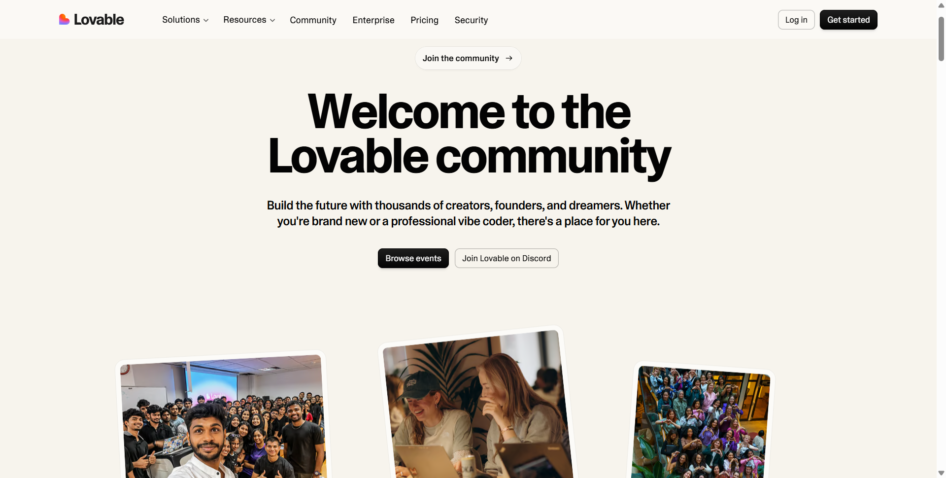 Lovable community — events and Discord