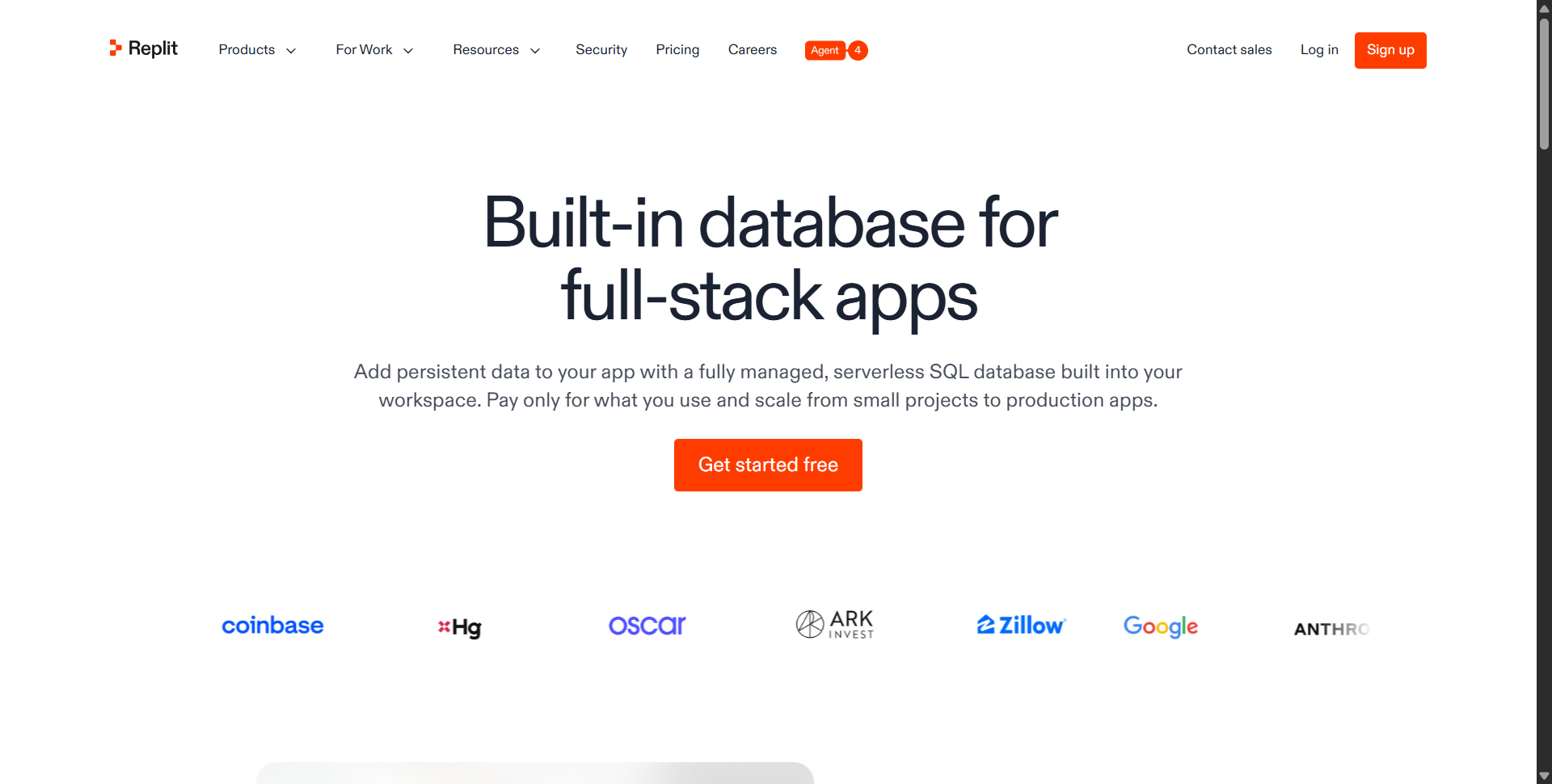 Replit built-in database for full-stack apps