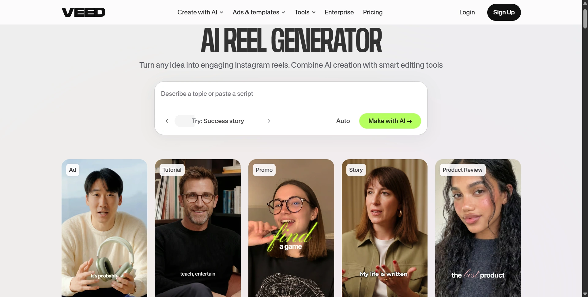 VEED's AI Reel Generator: turn any idea into an Instagram reel