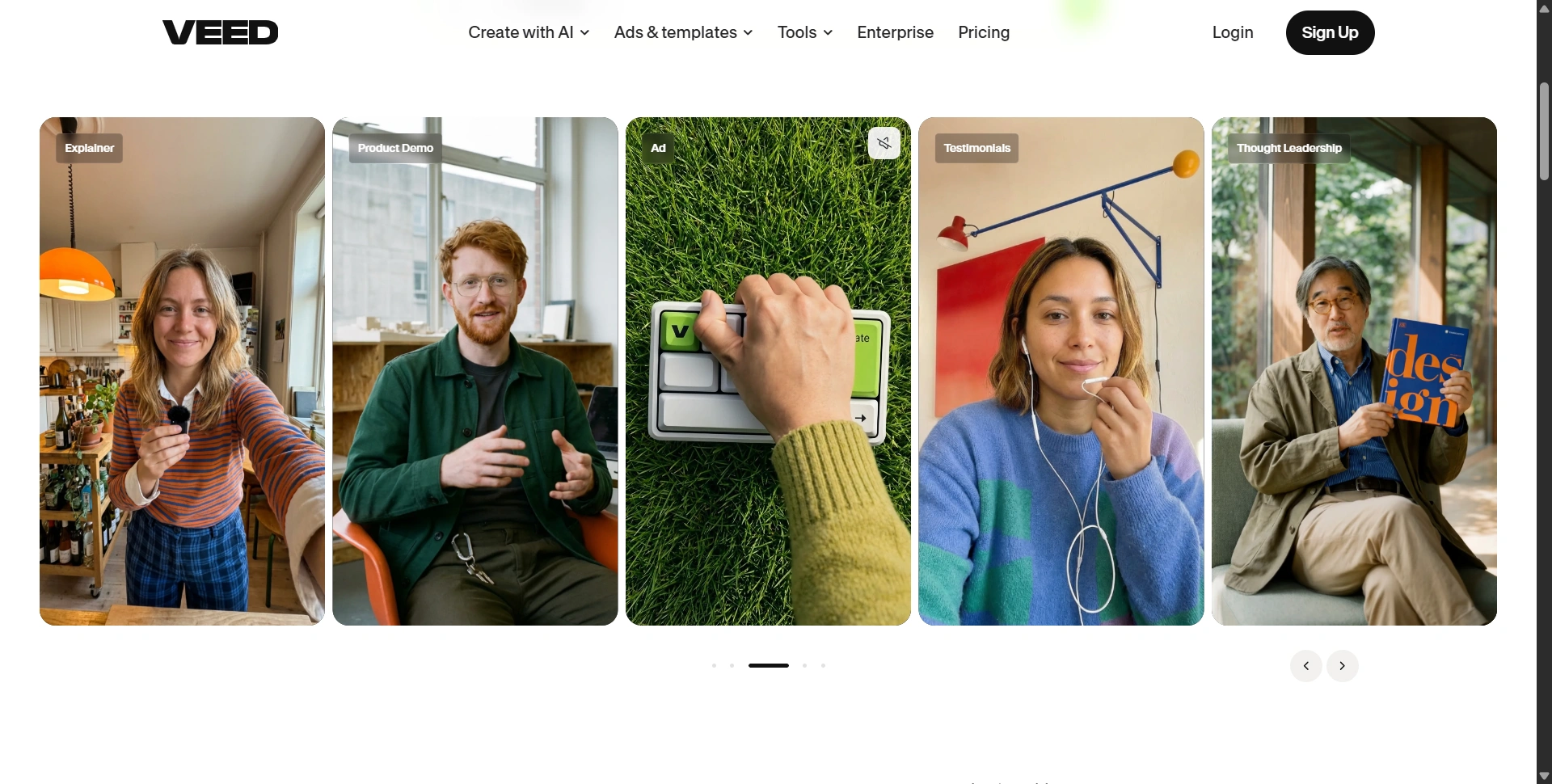VEED templates for explainers, product demos, ads, testimonials and thought leadership