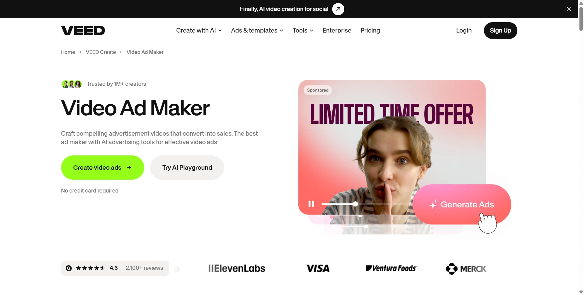 VEED Video Ad Maker: craft compelling advertisement videos with AI